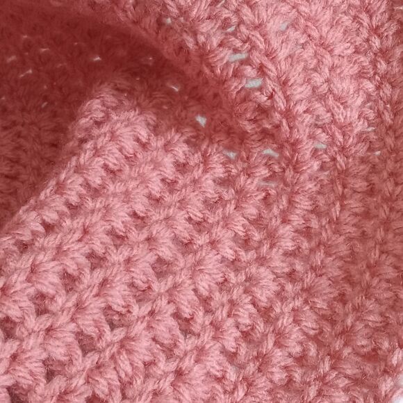 Cosmetic Pink with White Trim Handmade Acrylic Crocheted Summer Sun Hat One Size - Picture 7 of 12